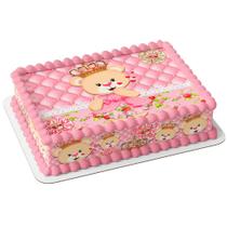 Papel arroz e faixa ursinha princesa cor de rosa aniversário festa comemoração para bolo