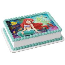 Papel arroz para bolo aniversário festa comemoração pequena sereia - Catias Cakes