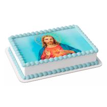 Papel arroz para bolo aniversário festa comemoração Sagrado Coração De Jesus