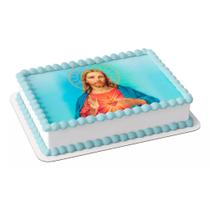 Papel arroz para bolo aniversário festa comemoração Sagrado Coração De Jesus Papel arroz para bolo aniversário festa comemoração Sagrado Coração De Jesus