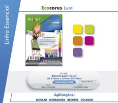 Papel Bloco Criativo Ecocores Lumi A4 - Cores Fluorecentes Neon - RIDET - 50 Folhas