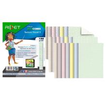 Papel Bloco Ecocores A4 Textura Visual 3 Tons Pastel 7 Cores 3 Estampas 180g 36 folhas