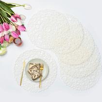 Papel branco redondo Placemat Icosamro tecido 38 cm, pacote com 6 Papel branco redondo Placemat Icosamro tecido 38 cm, pacote com 6