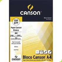 Papel Canson A4 200 g/m² Branco Artistico 20 folhas 7045 - Bloco Canson