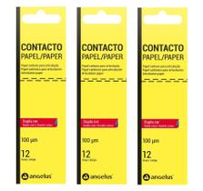 Papel Carbono Contacto 12 folhas Kit c/ 3 Un Angelus