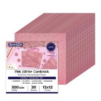Papel cartolina brilhante SANZIX rosa 12x12 300gsm 30 folhas