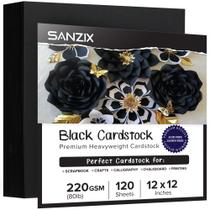 Papel cartolina Sanzix Preto 12x12 220gsm 120 folhas