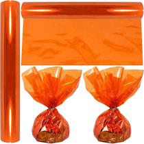 Papel Celofane Laranja 85x70 50 Folhas Embrulhos Presentes