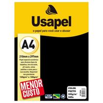 Papel Color Preto A4 Gramatura 180g 50 Folhas para Desenhos Artesanato Convites Lettering