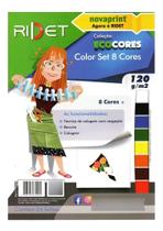 Papel Color Set Colorido A4 120g Pct 24 Fls Ridet Kit 3 Un.