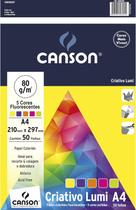 Papel Colorido Criativo LumiPaper Canson 5Cores 80g 50fls A4 Papel Colorido Criativo LumiPaper Canson 5Cores 80g 50fls A4