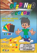 Papel Colorido OffPinho Color 75g 8 Cores A4 45 Folhas OFF Paper para Fazer Máscaras, Placas, Marcadores de Página, Bandeirinhas e Cartões