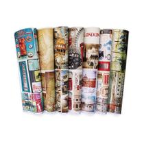 Papel Com Estampa Tex Papel Coleção Travel Ref C24