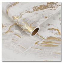 Papel Contacto Mármol Beige Mate con Detalles Dorados 30x203 cm