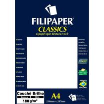 Papel Couchê Brilho A4 180g/m² C/50 fls Filipaper