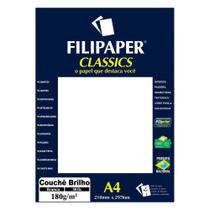 Papel Couchê Brilho A4 Filipaper Classics 180g 50 folhas Branco
