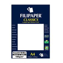 Papel Couchê Brilho Branco A4 Filipaper 180G 20 Folhas