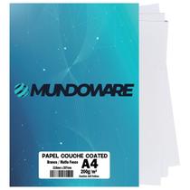 Papel Couche Coated Matte A4 200g Fotográfico Branco Fosco para Jato de Tinta com 20 Folhas Mundoware Papel Couche Coated Matte A4 200g Fotográfico Branco Fosco para Jato de Tinta com 20 Folhas Mundoware