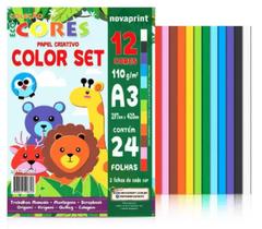 Papel Creative Paper A-3 110Gr 24 Folhas 12 Cores Novaprint