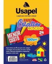 Papel Criativo 120g A4 Neon 8 Cores Usapel com 24 Folhas para Projetos Escolares Scrapbook e Cartazes