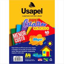 Papel criativo A3 85g Usapel 8 cores com 32 folhas