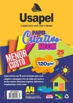 PAPEL CRIATIVO A4 120g 5 CORES NEON USAPEL - PT C/ 25 FLS