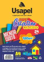 PAPEL CRIATIVO A4 120g 8 CORES USAPEL - PT C/ 24 FLS