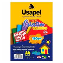 Papel criativo a4 120g c/ 8 cores coloridas 24f - usapel Papel criativo a4 120g c/ 8 cores coloridas 24f - usapel
