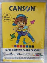 Papel criativo A4 120g Canson cards 8 cores com 24 folhas