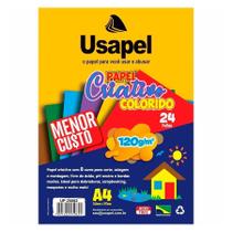 Papel criativo A4 120g Usapel 8 cores com 24 folhas