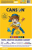 Papel criativo A4 80g Canson 8 cores sortidas com 32 folhas