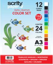 Papel Criativo Color Set A3 12 cores 110g Scrity Papel Criativo Color Set A3 12 cores 110g Scrity