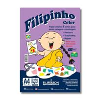 Papel Criativo Colorido Filipinho A4 85g 32 Folhas 8 Cores - Filiperson Papel Criativo Colorido Filipinho A4 85g 32 Folhas 8 Cores - Filiperson