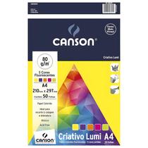 Papel Criativo Colorido Fluorescente A4 Canson 50 Folhas