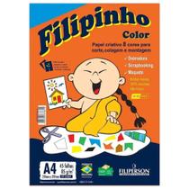 Papel criativo filipinho color a4 8 cores 45 folhas 85g - FILIPERSON