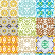 Papel D Parede Adesivo Fosco Vinil Azulejo Antigo Vivo 03 3,05m