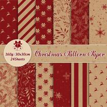 Papel de álbum de recortes Whaline Christmas Pattern 24 folhas 30x30cm