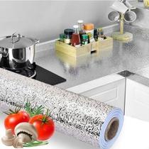 Papel de Alumínio Adesivo Prata 60Cm X 5M Impermeável Protetor Fogão Parede Plástico Adesivo