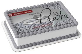 Papel De Arroz P/ Bolo 25 Anos De Casados Bodas De Prata