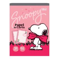 Papel de Carta Caderno Colado Snoopy 50 Folhas Decoradas 63g/m² Tilibra Papelaria Cartão Fofo Presente Kawaii