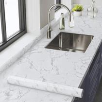 Papel de contato de bancada Abyssaly Marble White Grey 60x1000cm