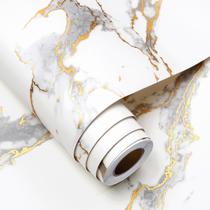 Papel de contato de bancada FunStick White Gold Marble 40cmx12m