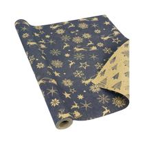 Papel De Embalagem Vintage Azul Marinho E Marrom Kraft Para Natal, Rolo De 17 Polegadas X 33 Pés Papel De Embalagem Vintage Azul Marinho E Marrom Kraft Para Natal, Rolo De 17 Polegadas X 33 Pés