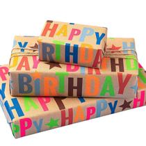 Papel de embrulho BIOBROWN Kraft Colorful Feliz Aniversário 43cm x 10m Papel de embrulho BIOBROWN Kraft Colorful Feliz Aniversário 43cm x 10m