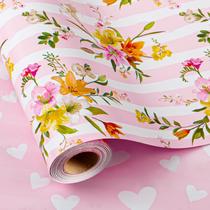 Papel de embrulho Burymento Pink Striped Flower Reversível