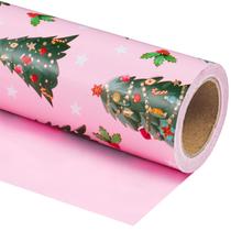 Papel de embrulho de Natal WRAPAHOLIC 76cm x 10m rosa reversível Papel de embrulho de Natal WRAPAHOLIC 76cm x 10m rosa reversível