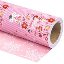 Papel de embrulho de Natal WRAPAHOLIC reversível rosa 5m