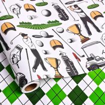 Papel de embrulho Dtiafu Reversível Golf para Homens 17x600cm