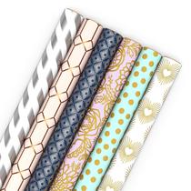 Papel de embrulho Hallmark 6 Rolls 180m² White Silver Stripes