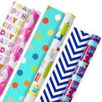 Papel de embrulho Hallmark Reversível Kids Birthday 3 Rolls